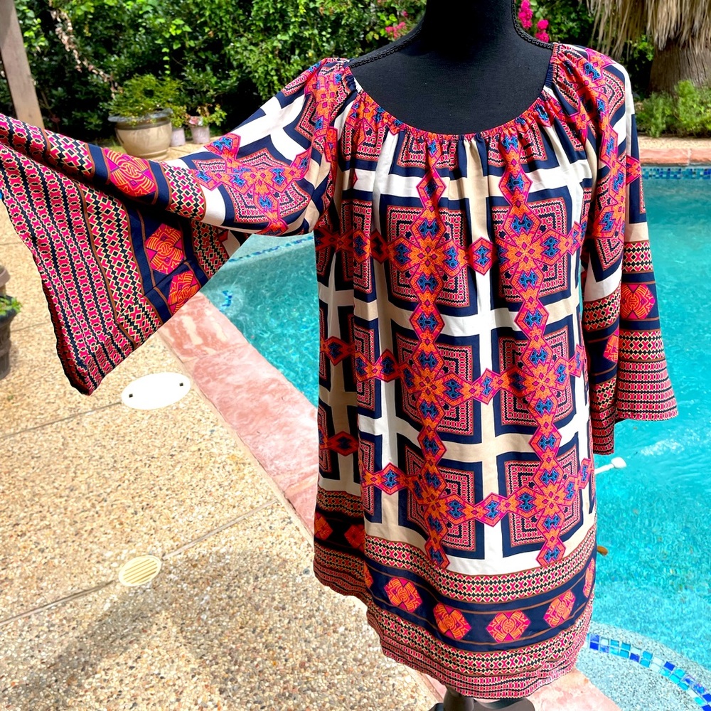 Tunic, navy & orange, size L